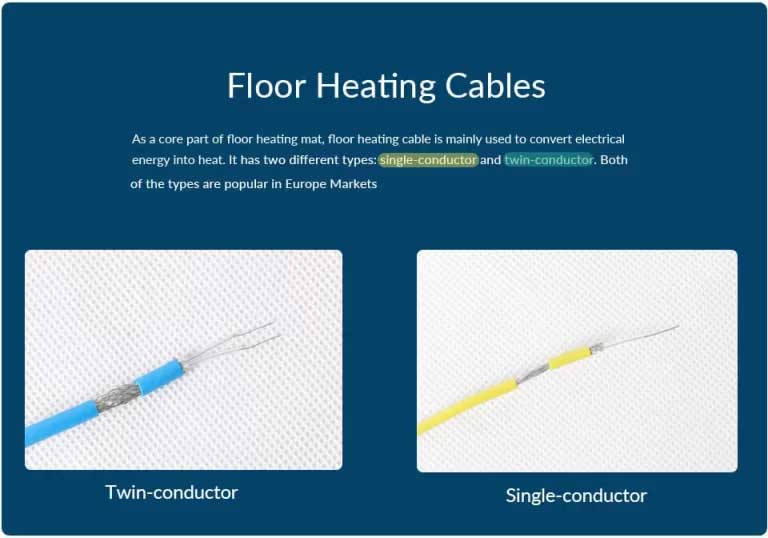 Two Types of Floor Heating Cable